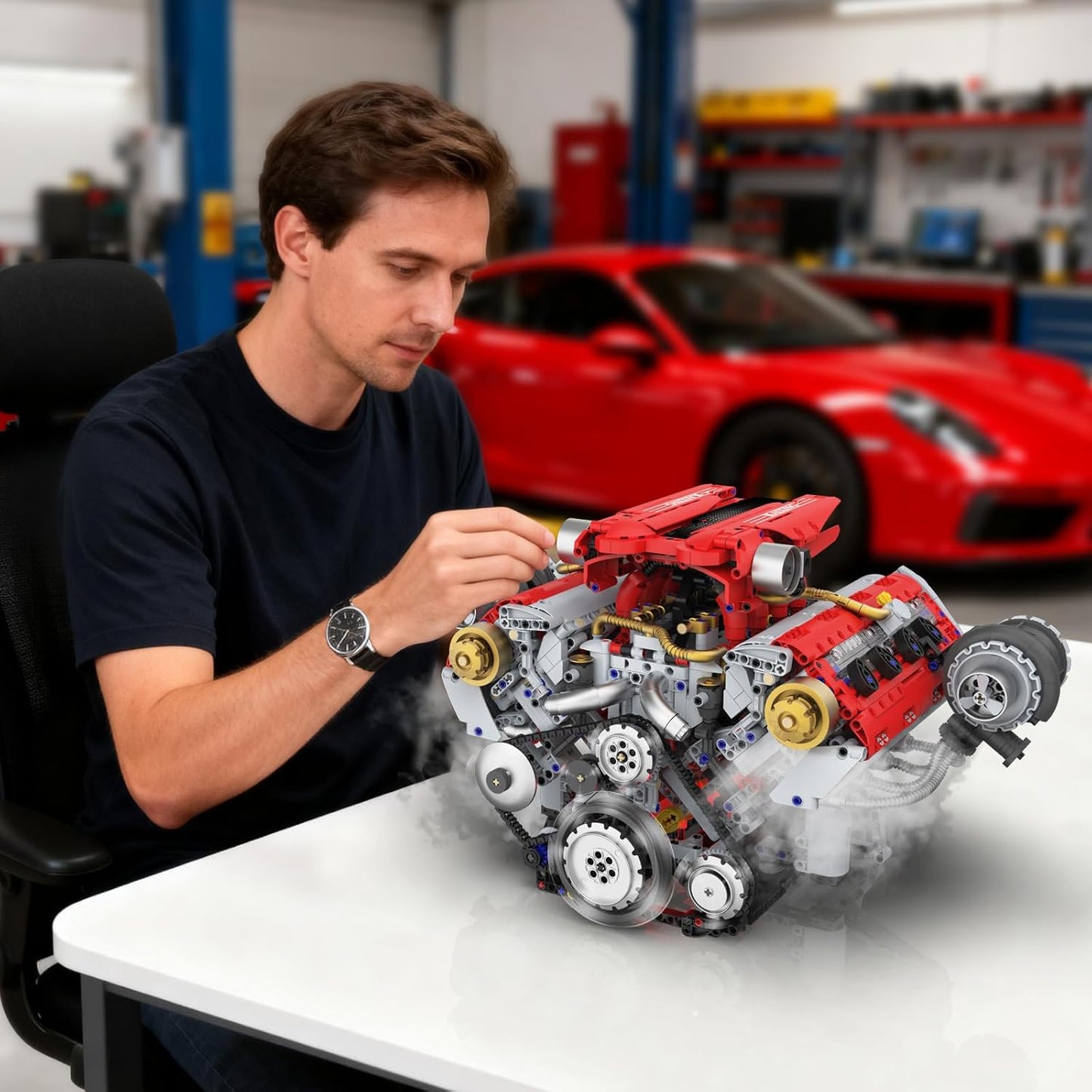 App-Controlled Ferrari V8 Engine